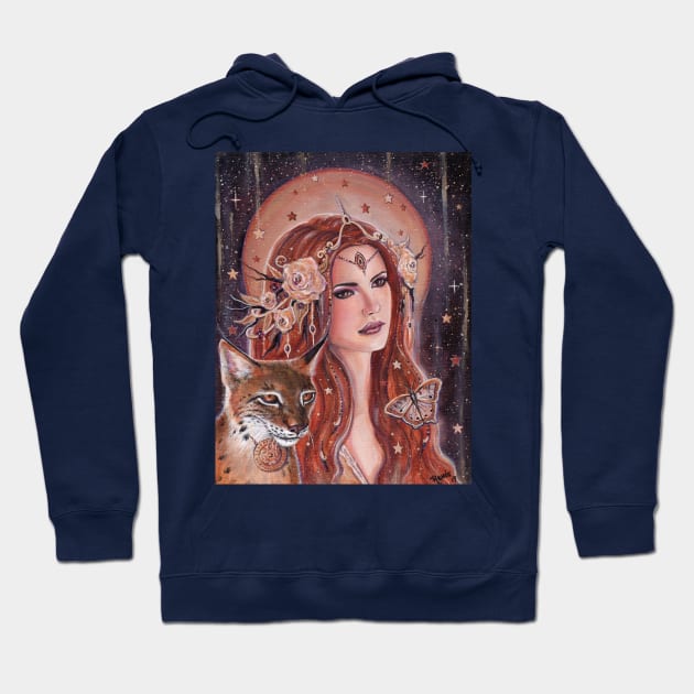 Freya goddess with lynx by Renee Lavoie Hoodie by ReneeLLavoie